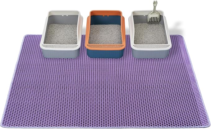 Cat Litter Box Mat-Super Large 47''x36'' Litter Trapping Mat for Cat-XXL Litterbox Matt for Floor-2 Layer Catcher Rug for Pet kitty Litterbox-Waterproof Urine Proof,Non-Slip,Purple