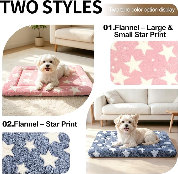 Dog Bed Mat, Reversible Crate Pads for Small/Medium/Large Dogs & Cats Sleeping, Portable & Soft, Dog Beds Crate Pad (Mix, S(24"*18"*1.5")) (Mixed Colors - A-4PCS, S(24"*18"*1.5"))