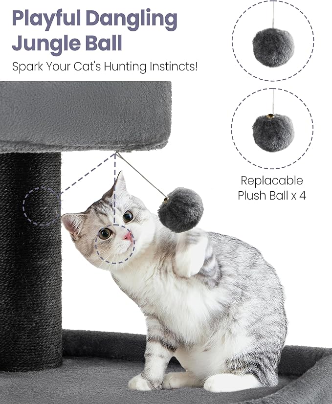 Cat Tree Tower for Large Cats Adult - 60 Inch XXL Sturdy Heavy Duty Extra Wide Scratching Posts (φ4.4in) Condo - Indoor Big Cat House Hammock Perch - XL Wood Multi Level Feline Pet Bed Trees Houses