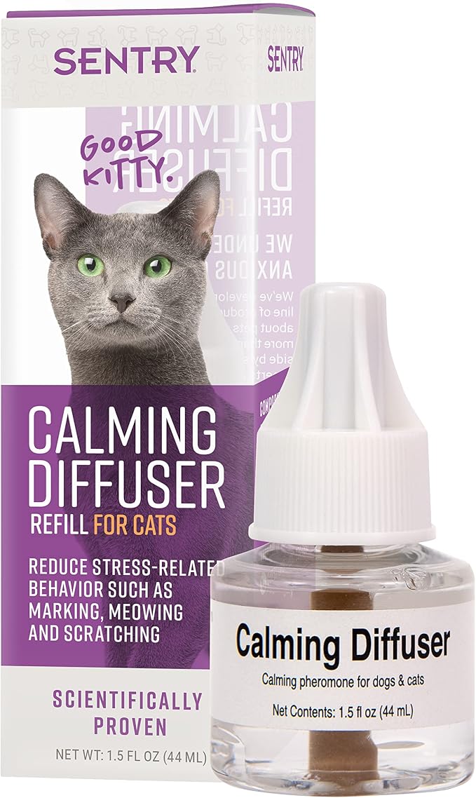Sentry Calming Diffuser Refill for Cats, Reduces Stress and Bad Behavior, 30-Day Release | Reduces stress, spraying & scratching; plug-in pheromone refill; 30-day release; all breeds & ages