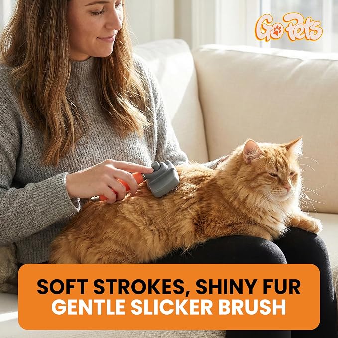 Self-Cleaning Slicker Brush for Dogs & Cats, Deshedding & Dematting | Retractable Bristles, Undercoat Tool for Long Haired Dogs, Non-Slip Handle, Detangler Comb for Mats & Shedding Fur