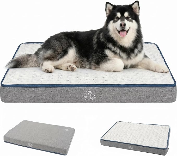EMPSIGN Reversible Dog Bed Mat for Crate Washable Pet Bed for Dogs | Plush Canvas Dog Bed with Reversible Dual-Sided Cover fits Crates and Kennels, Machine Washable for Easy Cleaning.