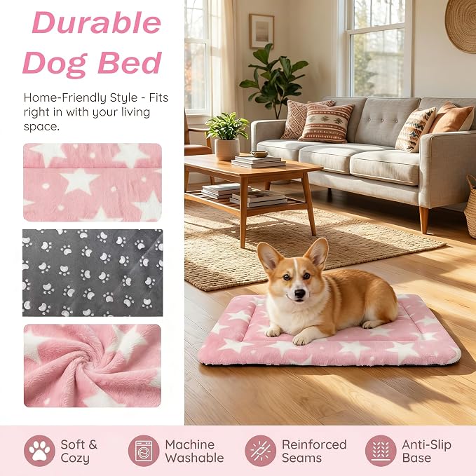 Dog Bed Mat - Reversible Dog Crate Bed Mats, Soft & Breathable Kennel Pad, Durable Crate Bed for Small Medium Large Dogs & Cats