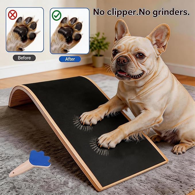 Curved Dog Nail Scratch Board with Mini File Stress-Free Nail Care | Alternative to Dog Nail Clippers&Grinders|trim nails naturally|Curved dog scratch board set with mini nail file