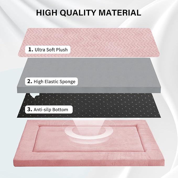 Dog Bed for Crate, Large Sized Dog Crate Beds, Washable Dogs Bed Mat | 42" XL Pet Beds Mat W/ Soft Wavy Plush Comfortable Anti-Slip Sleeping Mattress for Dogs & Cats
