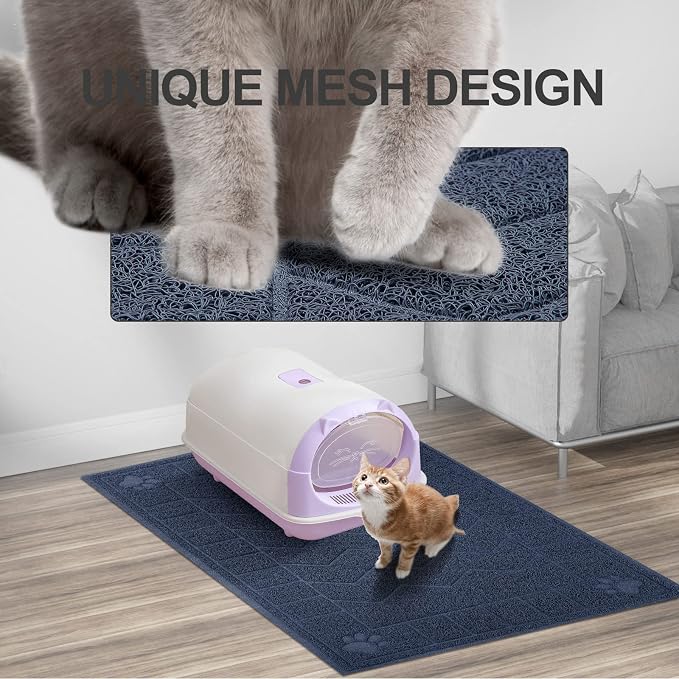Cat Litter Mat, Litter Trapping Mat Soft on Kitty Paws, 35" x 26" Litter Box Mat for Cleaner Floors, Waterproof, Easy Clean, Durable Large Size Cat Litter Pad for Kitten