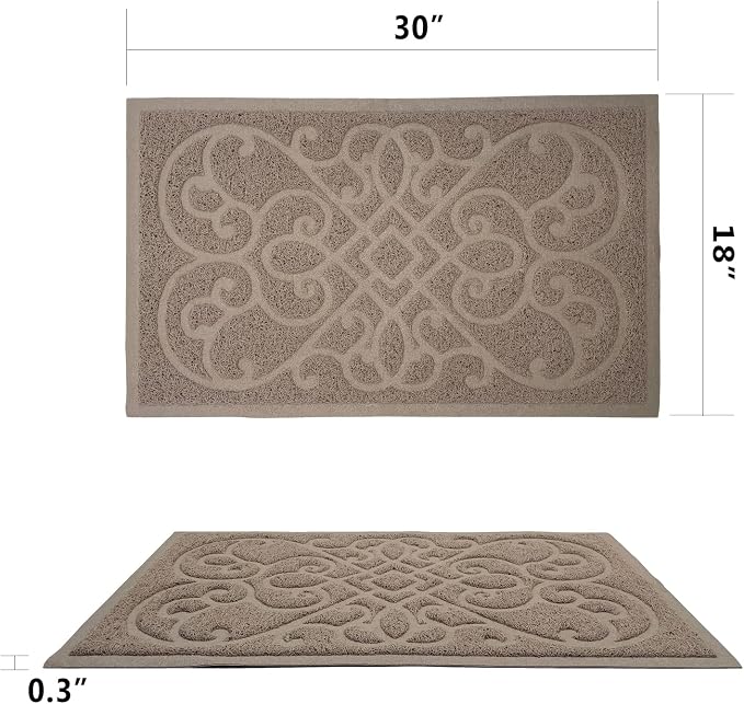 PetLike 2pk 30x18 inch Cat Litter Box Mat, Thick Kitty Litter Trapping Mat, Durable,Waterproof &Washable with Non-Slip Backing, Soft on Kitty Paws and Easy to Clean, BPA Free