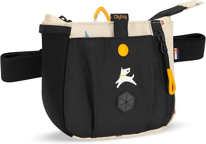 Backcountry Day Bag | Dog Training Treat Pouch | Eco-Friendly Recycled Fabric Fanny Pack with Zipper Closure, Built-in Poop Bag Dispenser & Adjustable Waist Belt (Terrazzo)