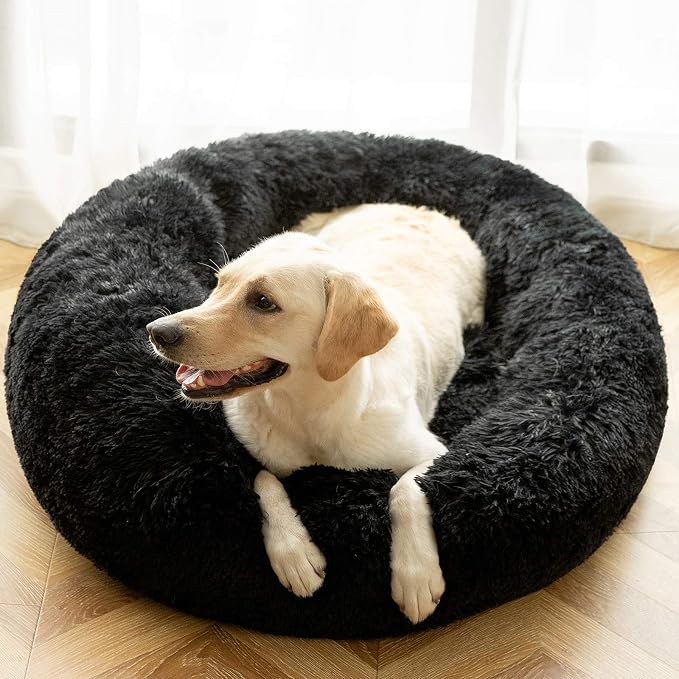 HACHIKITTY Calming Donut Cuddler Dog Bed, Indoor Puppy Beds for Large Dogs, XLarge 36''