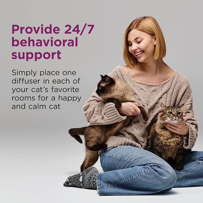 Comfort Zone Muli Cat Calming 3 Room Value Kit, 3 Diffusers & 6 Refills | Reduce cat stress & multicat aggression & urine marking & scratching, drug & fragrance free, expert recommended, 24/7 calming