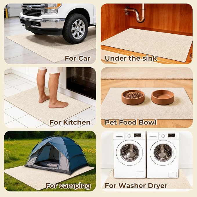 Dog Crate Mat, 24 in X 36 in Dog Playpen Mat Kennel Mat | Waterproof Non-Slip Reusable Washable Floor Protector Extra Large cages Puppy Pee Pad for Under Dogs Crate Cream White