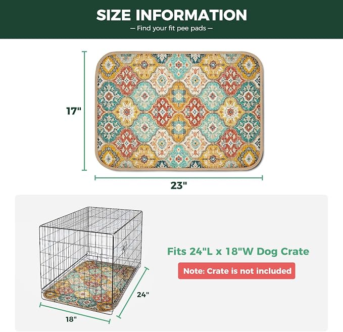 FXW Washable Pee Pads for Dogs, Super Absorbent, 17" x 23", 2 Packs | Machine washable, Non-slip backing