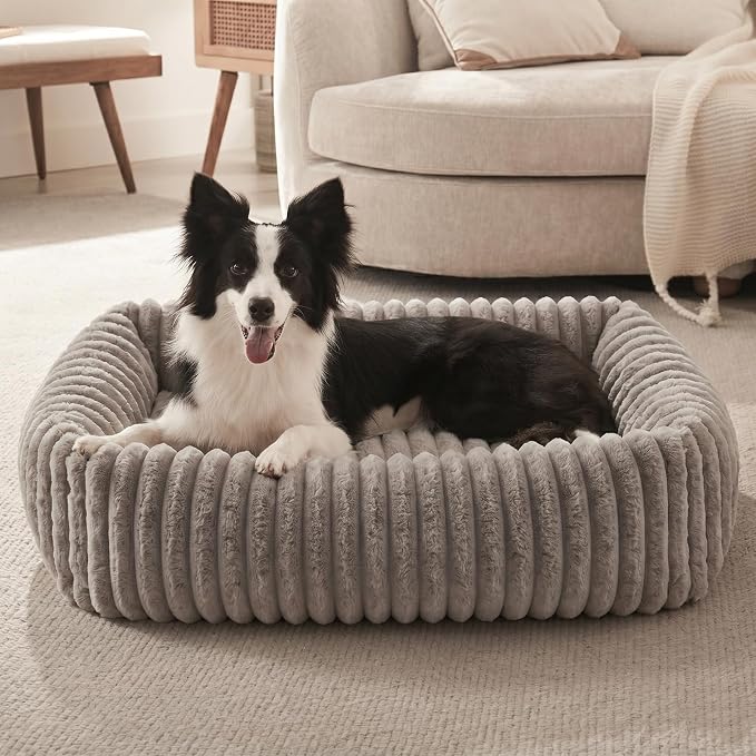 FURTIME Dog Bed for Small Dogs, Washable Orthopedic Dog Bed with Removable Cover, Rectangle Soft Calming Sleeping Puppy Bed Durable Pet Cuddler with Anti-Slip Bottom