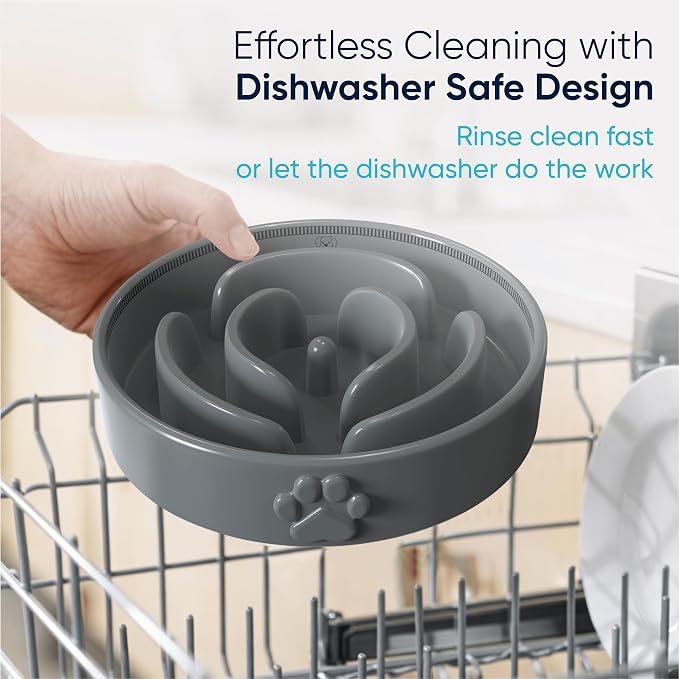 Slow Feeder Dog Bowls – Elevated Dog Bowl Slow Feeder with Bamboo Stand– Microwaveable Dog Slow Feeder for Small and Medium Dogs – Lead and BPA-Free Ceramic Pet Bowl – Pet Feeder for Fast Eaters
