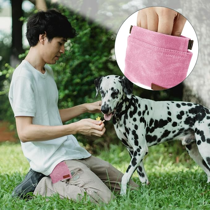 1 Pcs Pocket Pet Training Pouch,Dog Treat Pouch (Pink) | For Portable Pet Dog Walking Bag, Travel or Outdoor Use