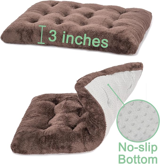 POMIU 2-Pack Dog Bed, Washable Deluxe Plush Crate Beds with Anti-Slip | Machine Washable Kennel Pad Sleeping Mat for Large, Medium and Small Dogs