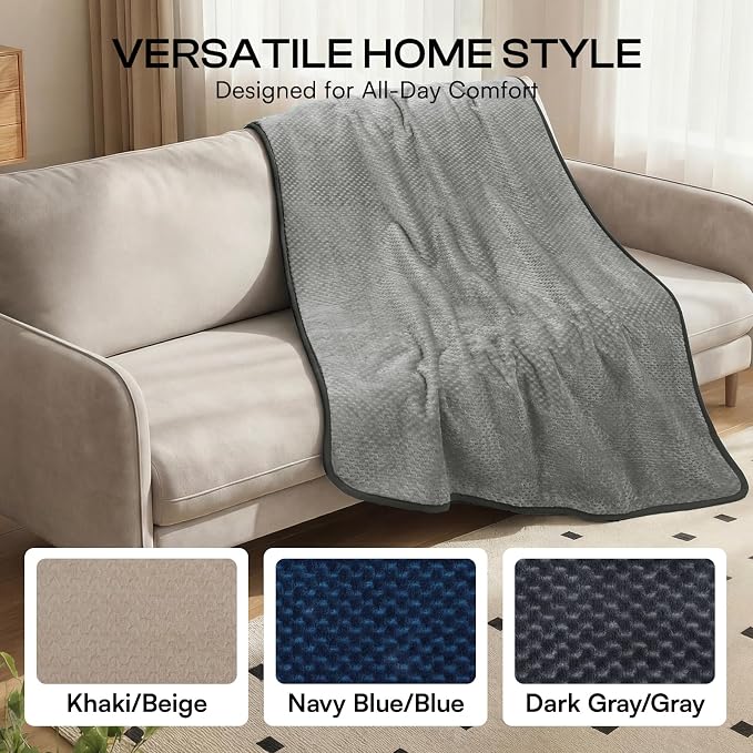 Luciphia Waterproof Blanket for Medium Large Dog Ultra-Soft & Calming Pet Throw Reversible Warm Fleece Durable Furniture Crate Couch Cover Protector Machine Washable Leakproof Grey M (57''x40'')