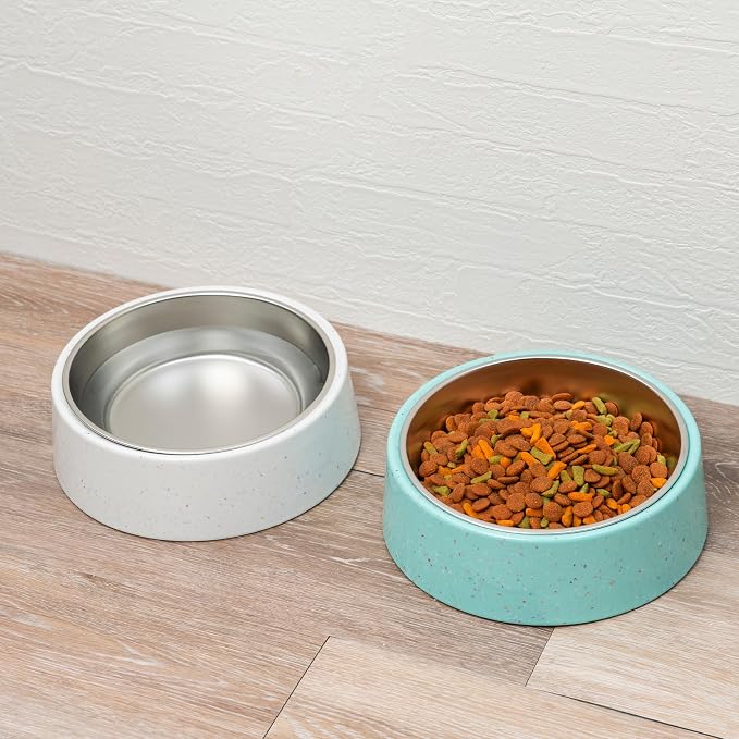 bzyoo 32oz 4CUP Dog & Cat Bowl, Sprinkle Design, Hygienic 304 Stainless Steel Pet Bowl with Removable Inner Bowl, Non-Slip Silicone Base, Dishwasher Safe, for Dry/Wet/Raw Food & Water (Green)