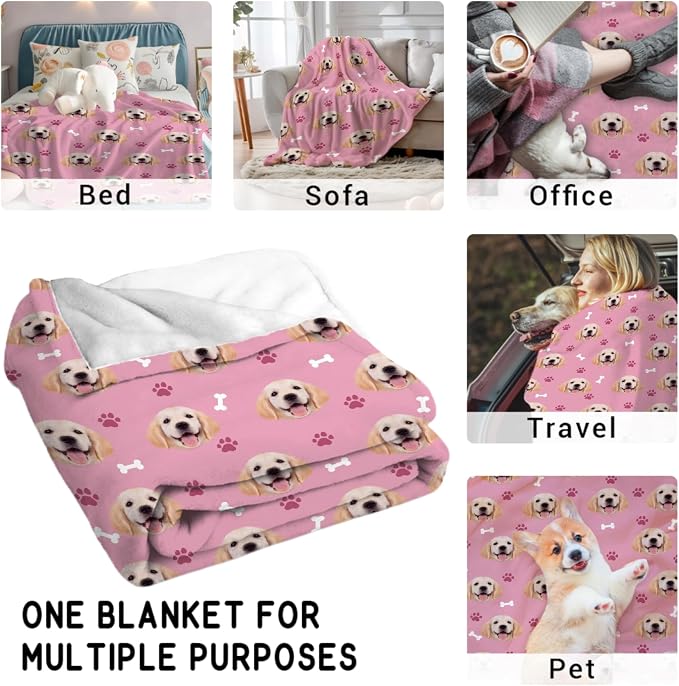 Custom Dog Blankets with Pictures, Personalized Name Blanket for Pets, Customized Pet Photo Throw,The Lightweight Blanket All-Season 40"x30"for Pet