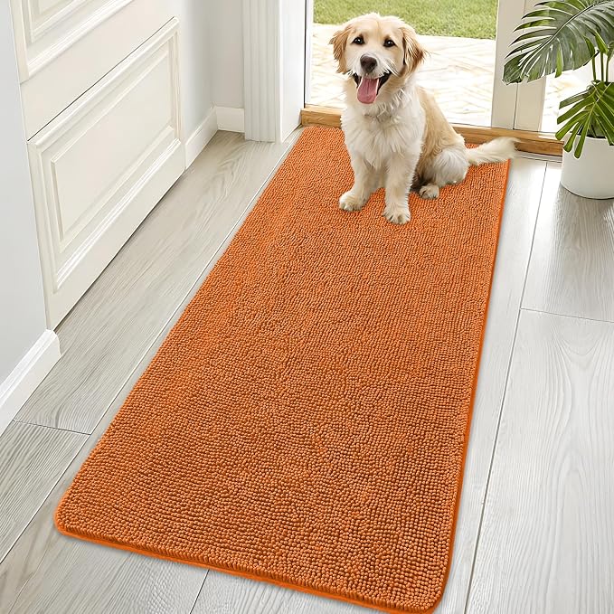OLANLY Dog Door Mat for Muddy Paws 70x35, Super Absorbent Chenille Mud Mat | Clay, Absorbs Moisture and Dirt, Non-Slip Machine Washable Doormat, Quick-Drying Indoor Entryway Floor Carpet for Dogs