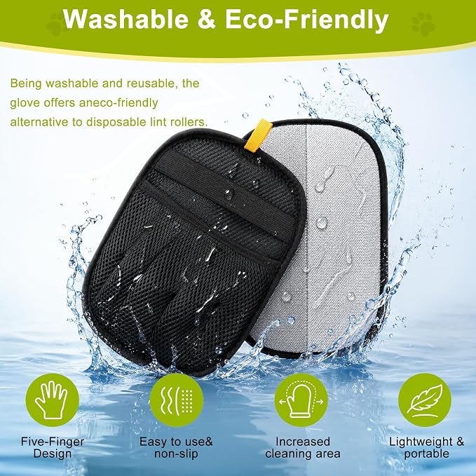 2-Piece Pet Hair Removal Glove, Deshedding Grooming Mitt, Soft Hair Remover Brush for Cats and Dogs with Long Short Fur