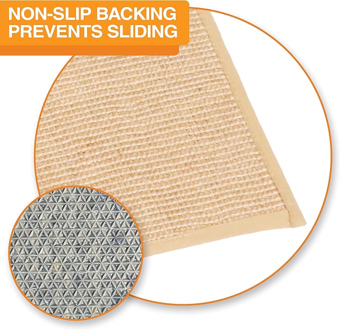 Neater Pets Jute Cat Litter Trapping Mat - Catches Spilled Litter Mess from Kitty Litter Box to Protect Floors, Soft on Cats Paws, Anti-Skid Backing, Easy to Clean, Beige, 24" x 36"