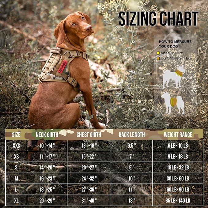OneTigris Tactical Dog Harness Vest,No-Pull Service Dog Vest with Hook & Loop Panels,Adjustable Dog Vest Harness for Walking Hiking Training(CamoColor,XS)