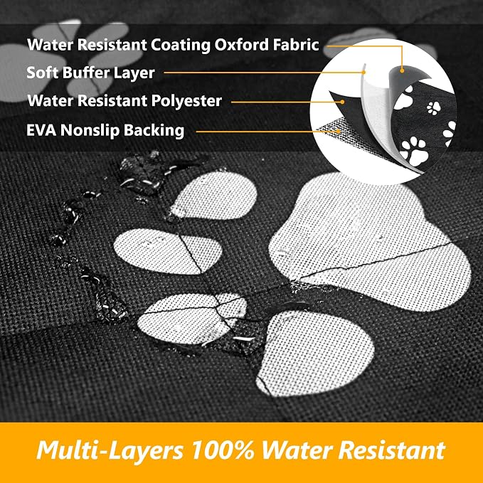 F-color SUV Cargo Liner for Dogs, Upgraded Extra Large Water Resistant Pet Cargo Cover Dog Seat Cover Mat for SUV Sedans Vans with Bumper Flap for Full-Size SUVs Vans, Paw Print