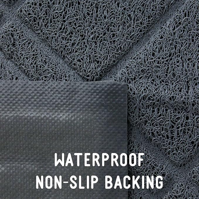 Downtown Pet Supply - Kitty Litter Mat - Padded, Non-Slip Mat for Cat Litter Box - Waterproof Mat for All Litter Types - Grey - Large - 35 in x 42 in