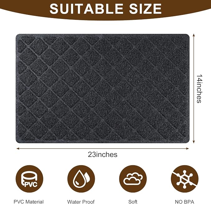 Cat Litter Box Mat,23 x 14 In,Trapping Mat Premium Durable PVC Pad,Black | Easy to Clean，Non-Slip，Urine Waterproof