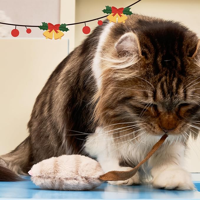 Gigwi Cat Toys for Indoor Cats, Interactive Cat Toy with Real Squeaky Mouse Electronic Sound Chirping, Kitten Toys Automatic Cats Mice Toy for Exercise & Kicker to Self Play, Relieve Boredom