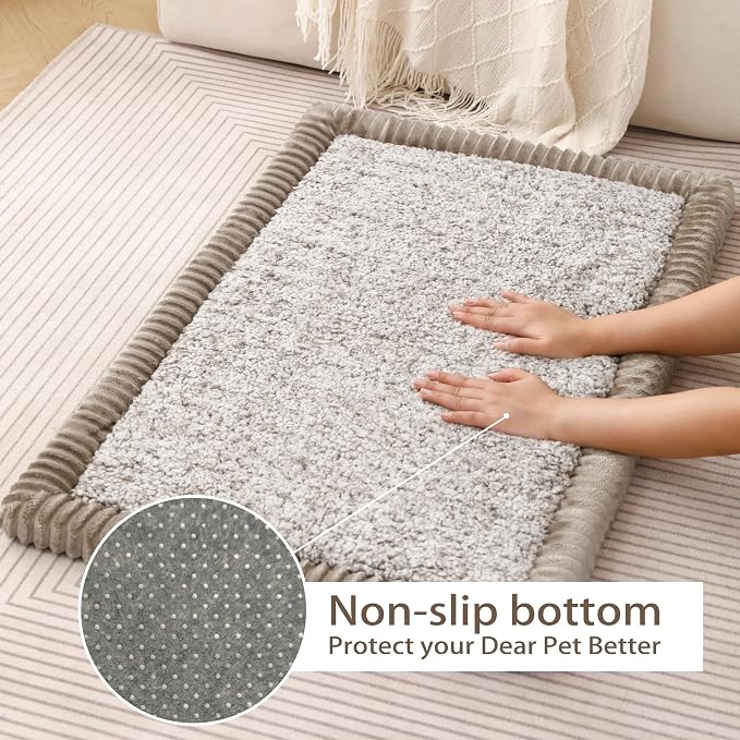 MINIDEAR Dog Crate Pad, Crate Bed Non-Skid Kennel Pad, Rubber Backing Memory Foam for Dog Bed Mat, Machine Washable Dog Bed for Crate, 23"x36"