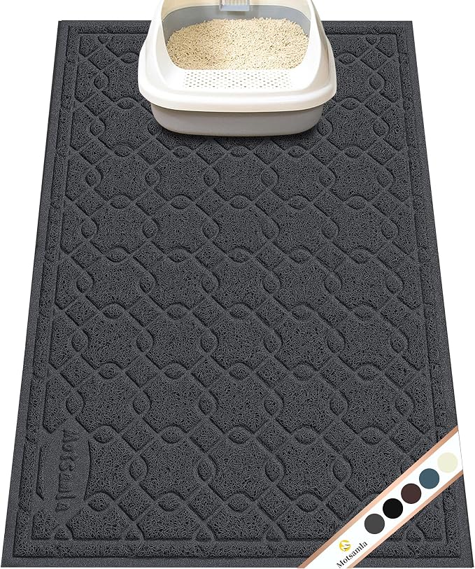 Cat Litter Box Mat, 35" x 24" Large Kitty Litter Trapping Mat Keep Floor Clean, Litter Box Mat Scatter Control, Waterproof, Easy to Clean, Durable Large Size Litter Mats for Floor