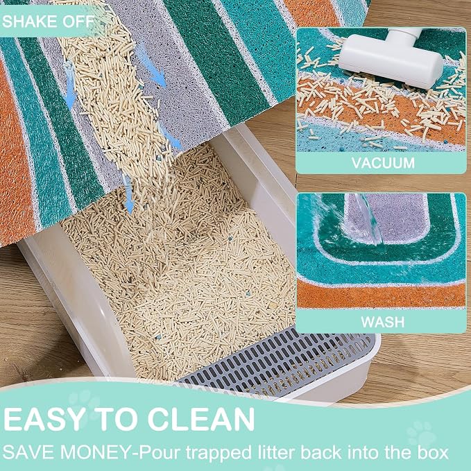 Unicorn Catcher 40"x30" Cat Litter Mat, Non-Slip Trapping Mat for Cats | PVC Mesh Litter Trapping Mat With A Non-Slip Backing Designed To Keep Floors Clean For Indoor Cats