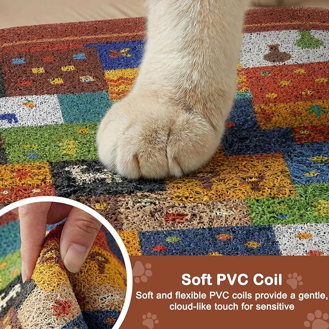 Bienbee Cat Litter Mat, 24" x 15" Dense Trapping Mesh for Litter Boxes | Litter Box Mat with PVC Mesh, Waterproof &Urineproof, Non-Slip Grip, Soft On Kitty Paws and Easy to Clean to Protect Floor