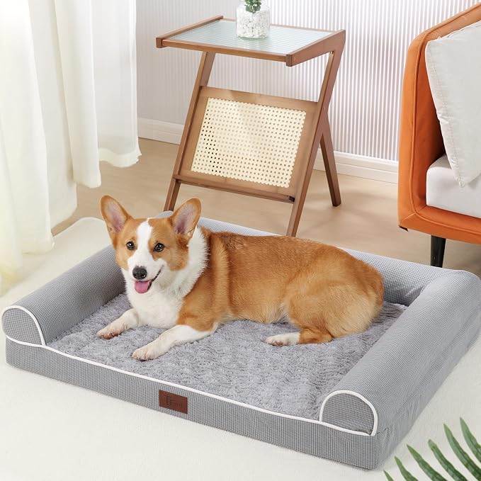 TJSOULER Orthopedic Dog Beds for Small Medium Dogs,Waterproof Lined Egg Crate Foam Pet Bed Mat with Removable and Washable Cover and Non Slip Bottom,Dog Sofa Soft Bed