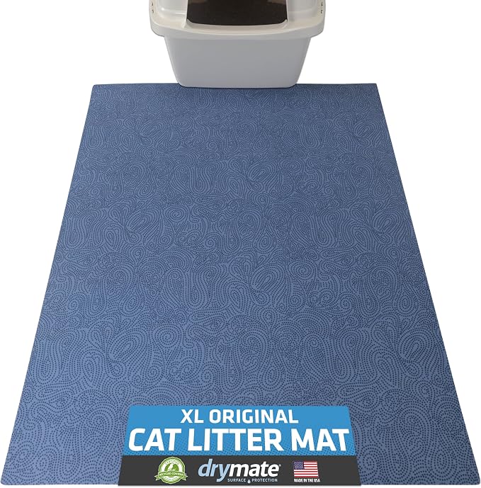 Drymate Cat Litter Box Mat, Litter Trapping Mat, Blue, 29x36 XL | Waterproof, Urine-Proof, Absorbent, Machine Washable, Soft on Paws, Contains Mess, Protects Floors, Kitten Supplies, USA Made