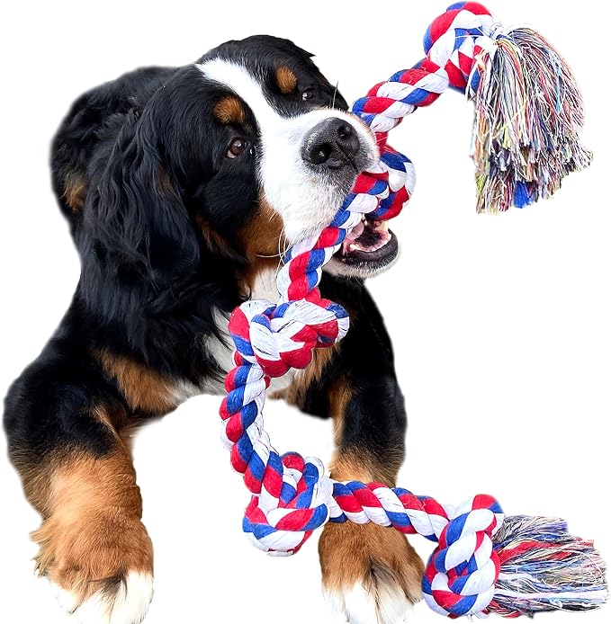 Youngever 3.5 Feet Tough Rope Toys for Aggressive Chewers, XL & Medium Dog, Indestructible Rope for Large Breed Dog Tug War Teeth Cleaning (5 Knots)