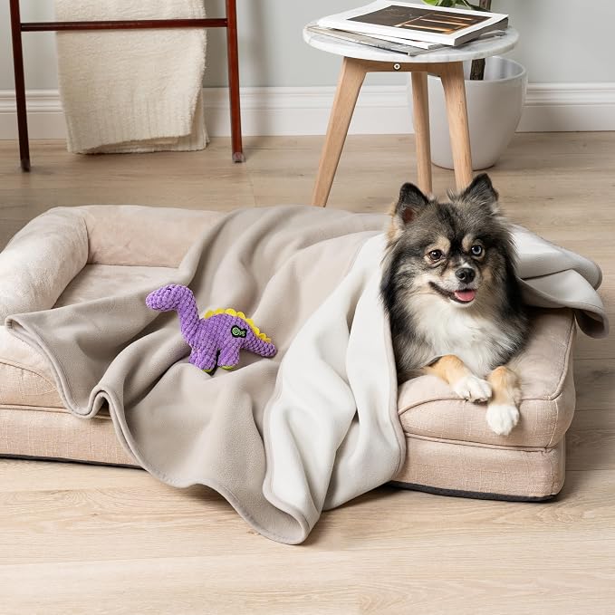 PetAmi Waterproof Dog Blanket for Small Medium Dogs Cats, Pee Proof Reversible Cat Blanket for Kitten Puppy, Soft Fleece Washable Pet Throw for Couch Car Crate Liner, 29x40 Taupe Beige