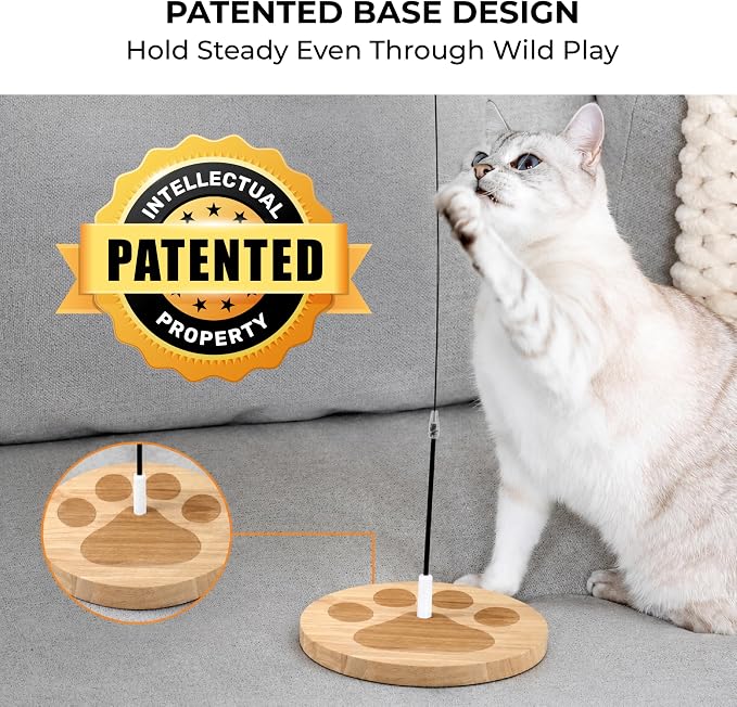Feather Wand Teaser Cat Toys 18-Piece Simulation Toys for Indoor Cats, Cat Stuff Self-Holding Floor Base & Suction Cup, Bird Simulation Self Play Kitten Toys for Bored Adult Cats