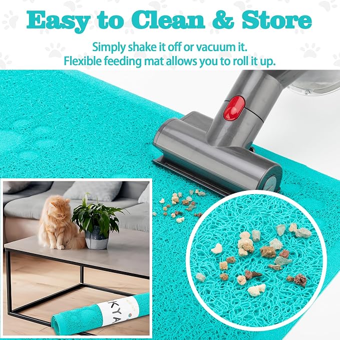 Darkyazi Cat Litter Box Mat for Floor Litter Trapping Mat Non-Slip Backing, Scatter Control, Easy Clean, Water Resistant, Soft on Paws (15.75" x 11.75",Lake Blue)