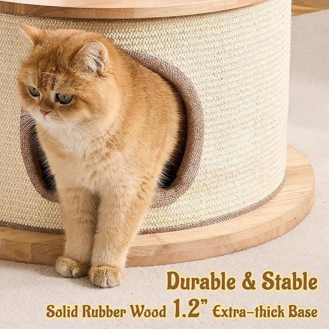 64.2" Solid Wood Cat Tree Tower for Indoor Cats, Multi-Level Modern Cat Furniture with 20" Condo, Interchangeable Hammock & Capsule Bed, Chunky Scratching Posts for Active Cats up to 12 lbs