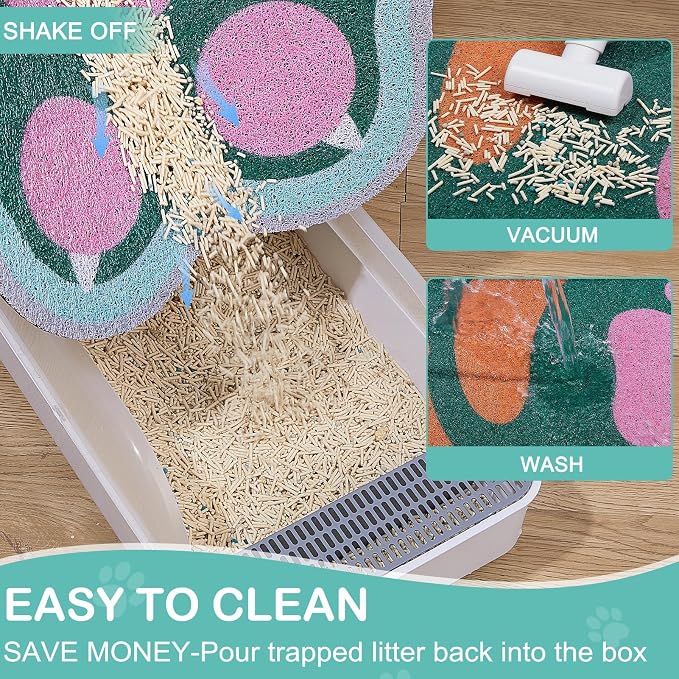 Unicorn Catcher Large Cat Litter Mat, 33.5"x22.4" Litter Trapping Mat | Kitty Litter Mat With Soft PVC Loop Mesh And Non-Slip Backing For Easy-Clean Floor Protection And Home Decor