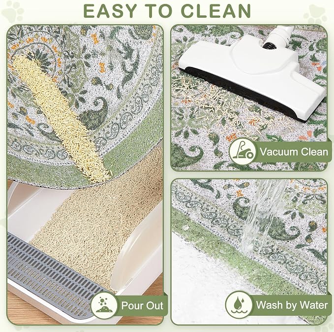 Unicorn Catcher 24"x15" Cat Litter Mat Non-Slip Washable Litter Box Mat | High-Density PVC Litter Catcher Mat Efficiently Traps Scattered Litter From Paws To Keep Floors Clean
