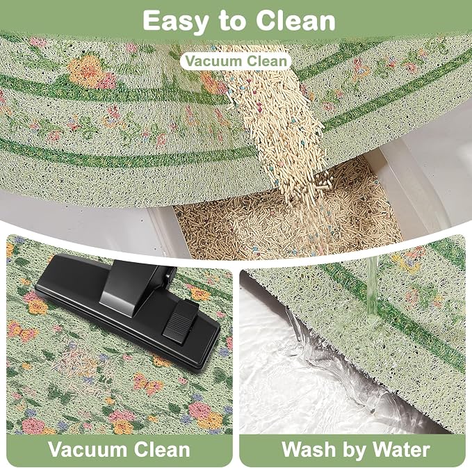 Unicorn Catcher 24"x15" Cat Litter Mat Non-Slip Washable Litter Box Mat | High-Density PVC Litter Catcher Mat Efficiently Traps Scattered Litter From Paws To Keep Floors Clean