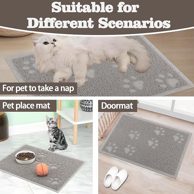 Darkyazi Cat Litter Box Mat for Floor Litter Trapping Mat Non-Slip Backing, Scatter Control, Easy Clean, Water Resistant, Soft on Paws (15.75" x 11.75",Gray Sand)