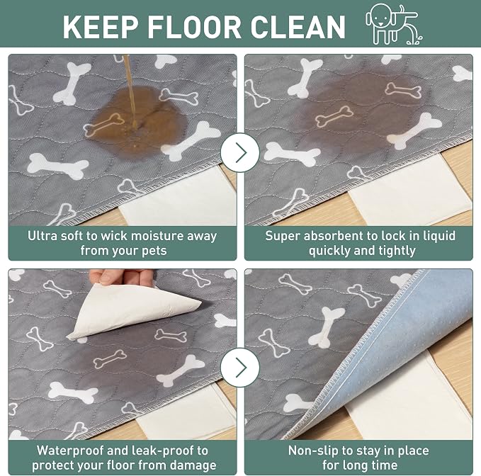 Eterish Reusable Washable Pee Pads for Dogs Extra Large 48'' x 60'' 2 Pack, Absorbent Pet Puppy Dog Training Pads Non-Slip, Waterproof Whelping Potty Pads for Dogs Leak-Proof