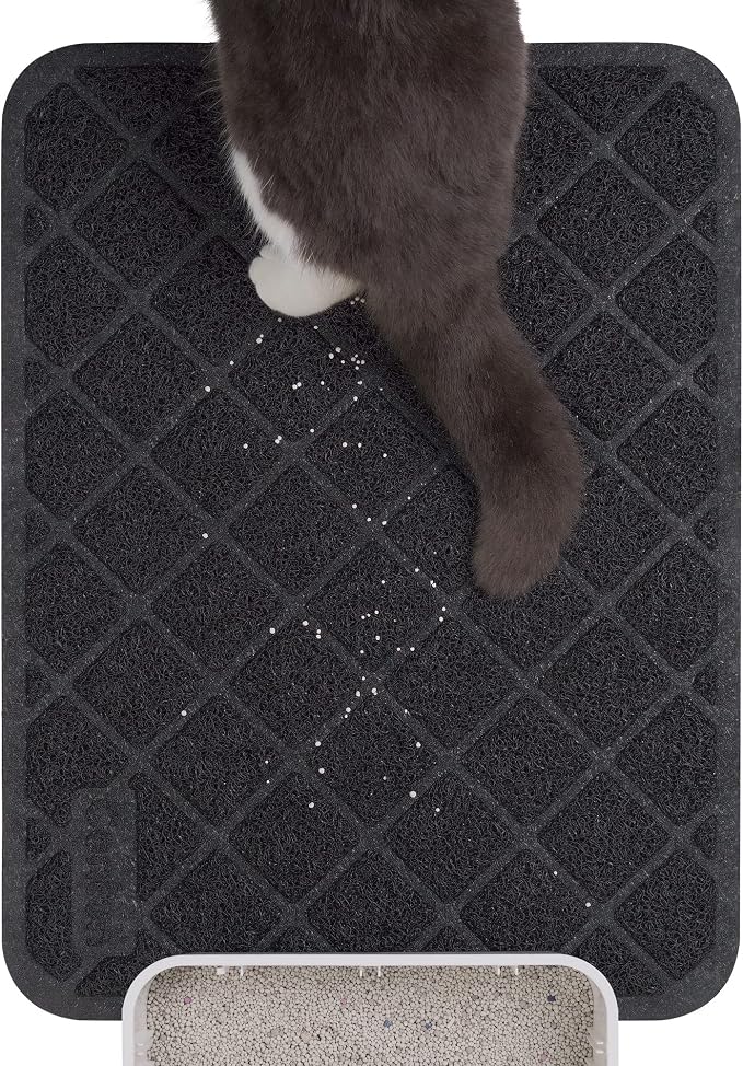 Conlun PVC Cat Litter Mat 24" x 15" Inch Black, Non-Slip, Less Waste Cat Litter Box Mat, Soft on Kitty’s Paws, Urine Waterproof