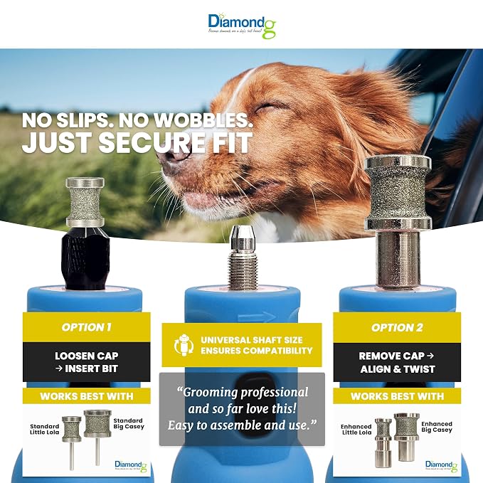 Diamondg Micro Dog Nail Grinder - Quiet Sound with LED Light, Light Blue | 5-Speed Rechargeable Pet Nail Trimmer for Small & Large Dogs, LCD Display, USB-C Charging, 4hrs. Runtime Rotary Tool