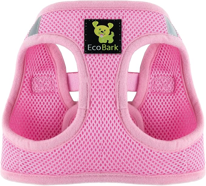EcoBark XS Dog Harness - Luxury Soft Step in Dog Harnesses for Extra Small Dogs - Toy Breed Mini Halters - Reflective (Baby Pink, XS)